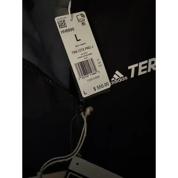 Adidas Terrex Jacket Mens Large Black TRK GTX PRO J Gore-Tex Pro Hooded HH8899